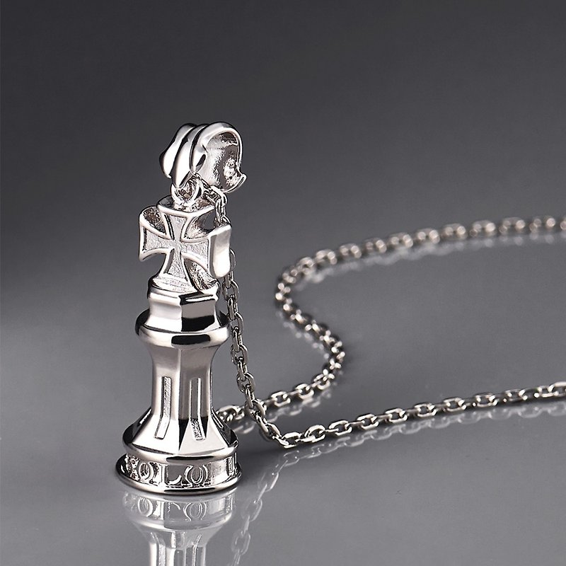 Bishop chess piece necklace - Necklaces - Other Metals Silver