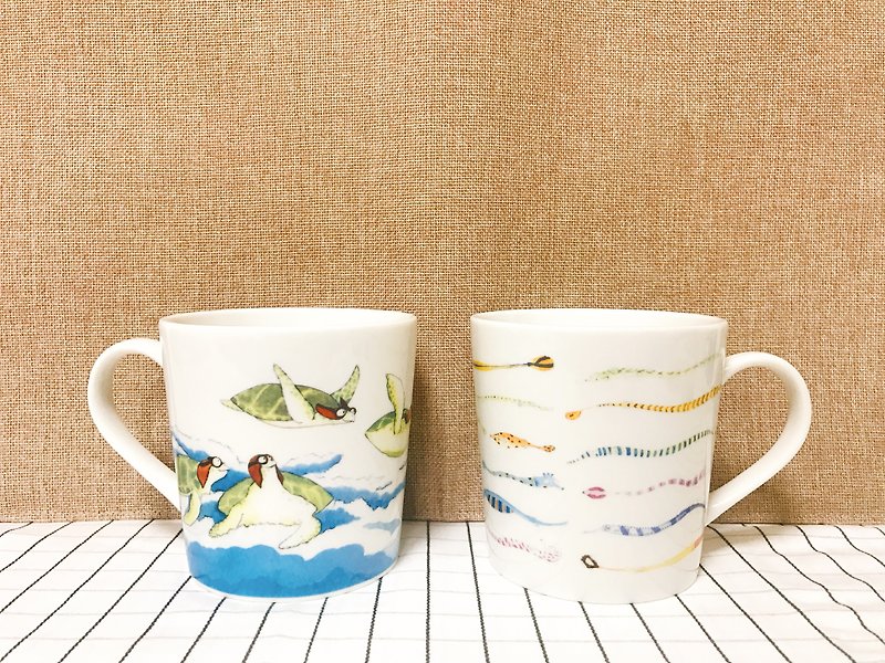 海洋馬克對杯-海龍海馬-海龜 - 咖啡杯 - 瓷 多色