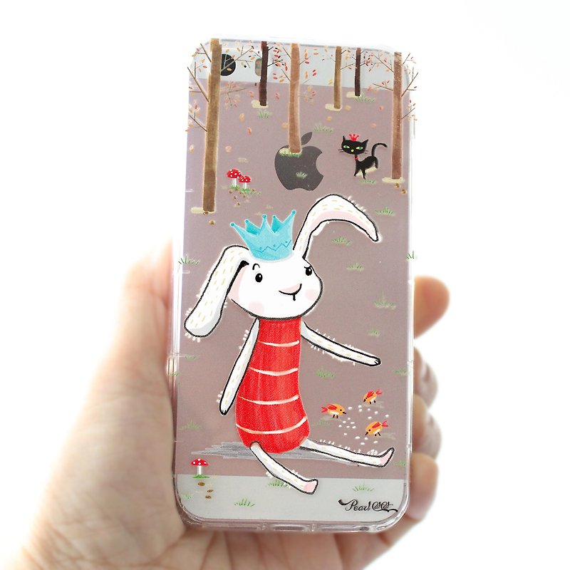 白いウサギの王子矽アンチ秋の携帯電話のケースのiPhoneサムスンのHTC LGソニーの無料の単語 - スマホケース - シリコン 透明