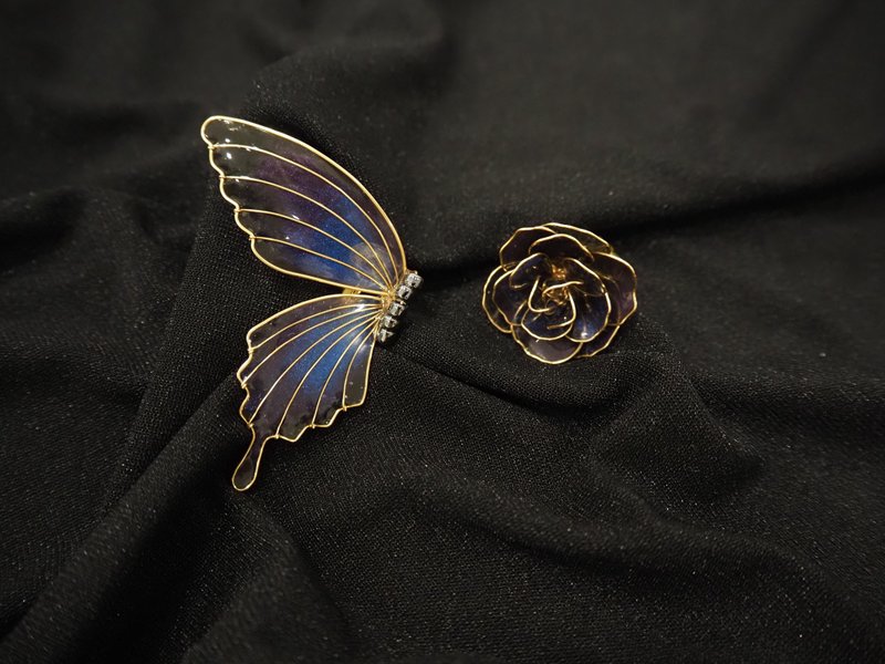 Butterflies dancing gracefully—a wisp of night gauze butterfly resin earrings and Clip-On - Earrings & Clip-ons - Resin Black