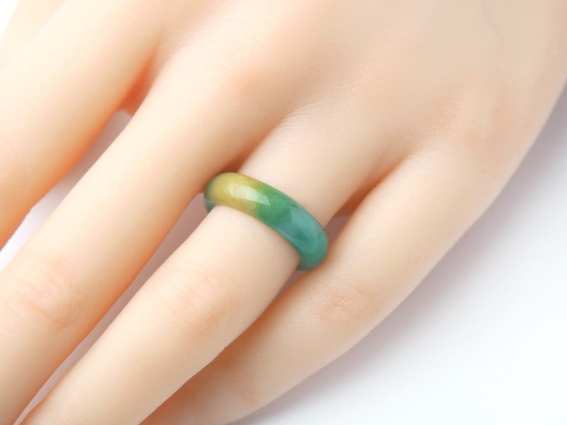 San Ni | Waxy three-color jadeite | Natural grade A jadeite ring - แหวนทั่วไป - หยก หลากหลายสี