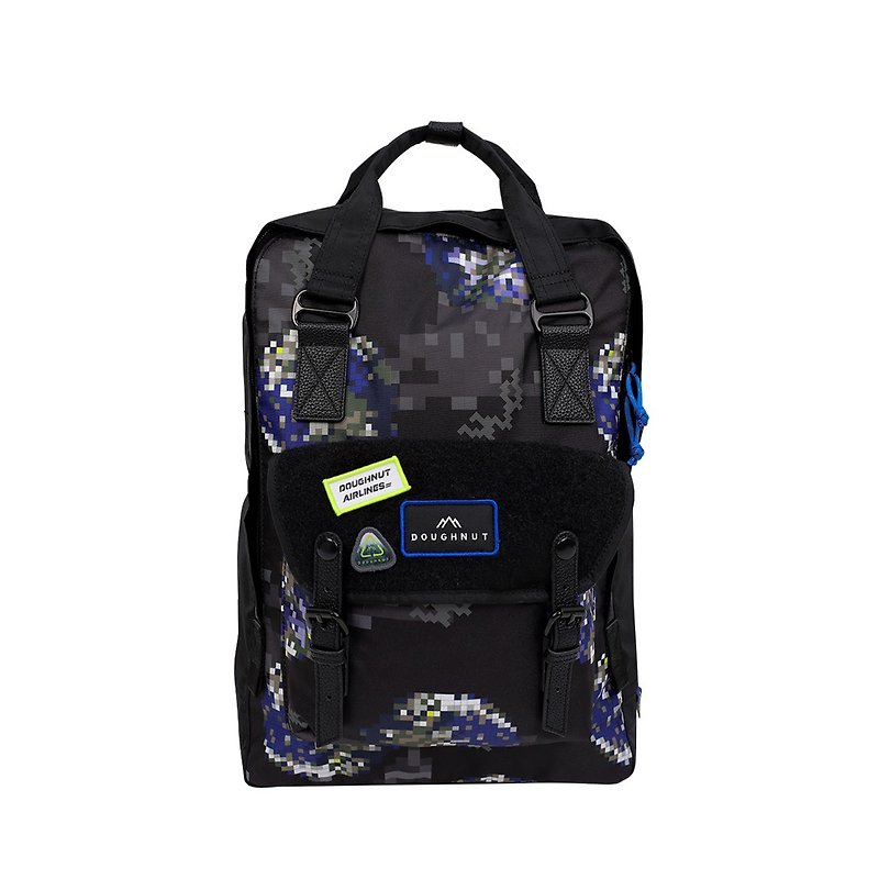 【DOUGHNUT】Macaron DNA large capacity 15-inch backpack/globe (furry side) - กระเป๋าเป้สะพายหลัง - ไนลอน สีดำ