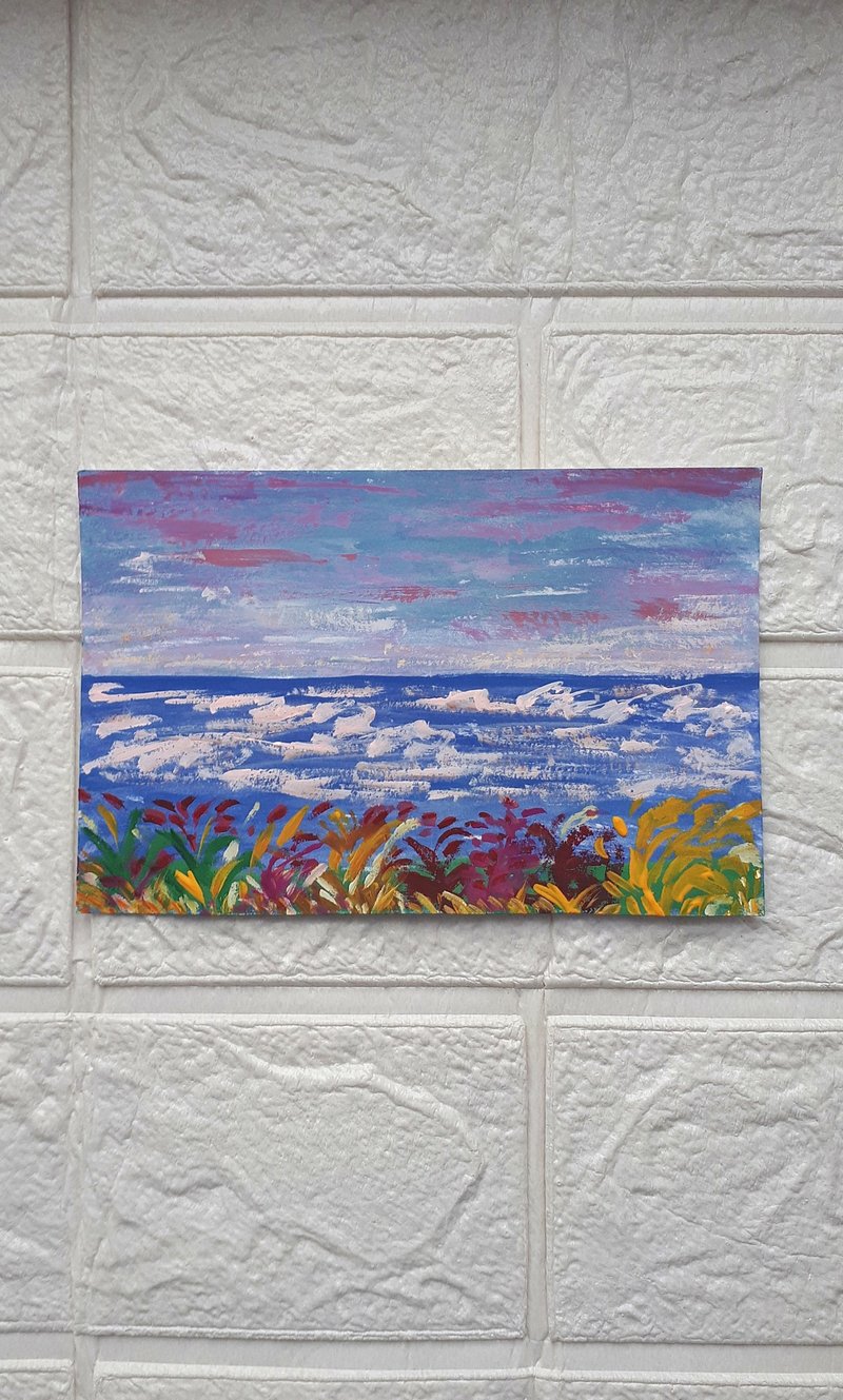 Sunset Miniature #5, Seascape Painting - Wall Décor - Paper Multicolor