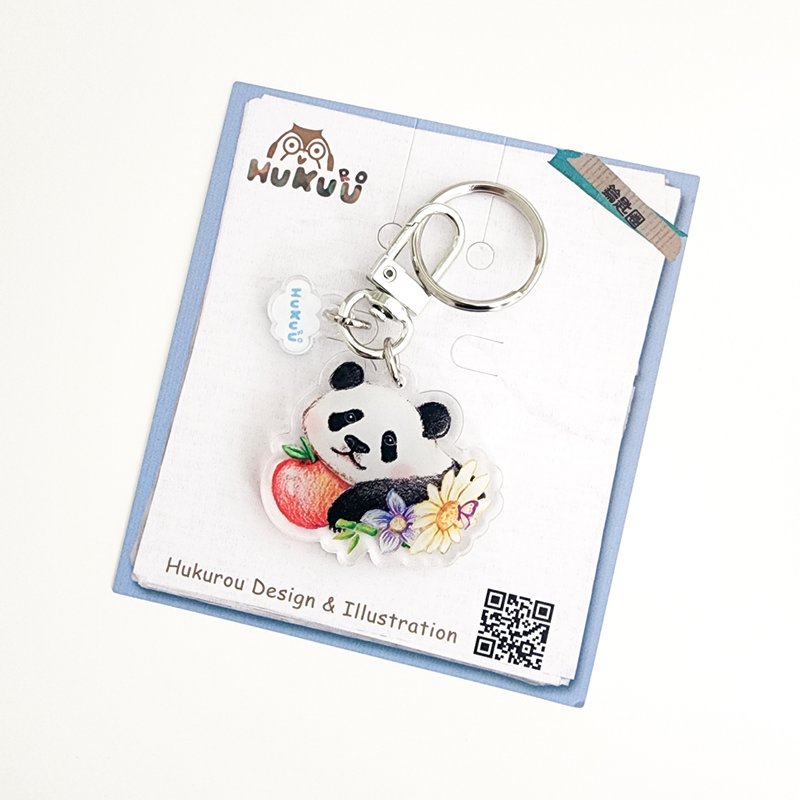 | Hand-drawn illustrations | Keychain-Panda Garden - ที่ห้อยกุญแจ - พลาสติก 