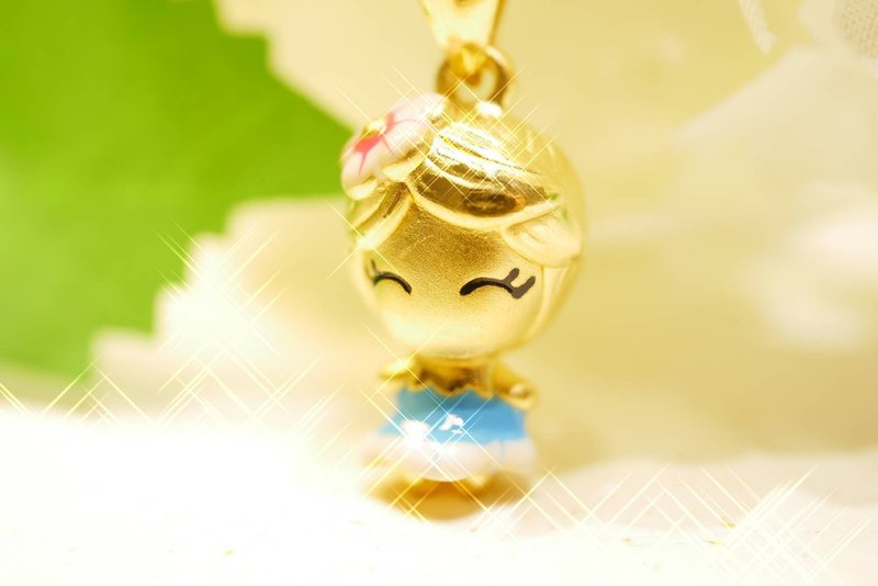 花樣少女-硬金吊墜 - 項鍊 - 24k 金 金色