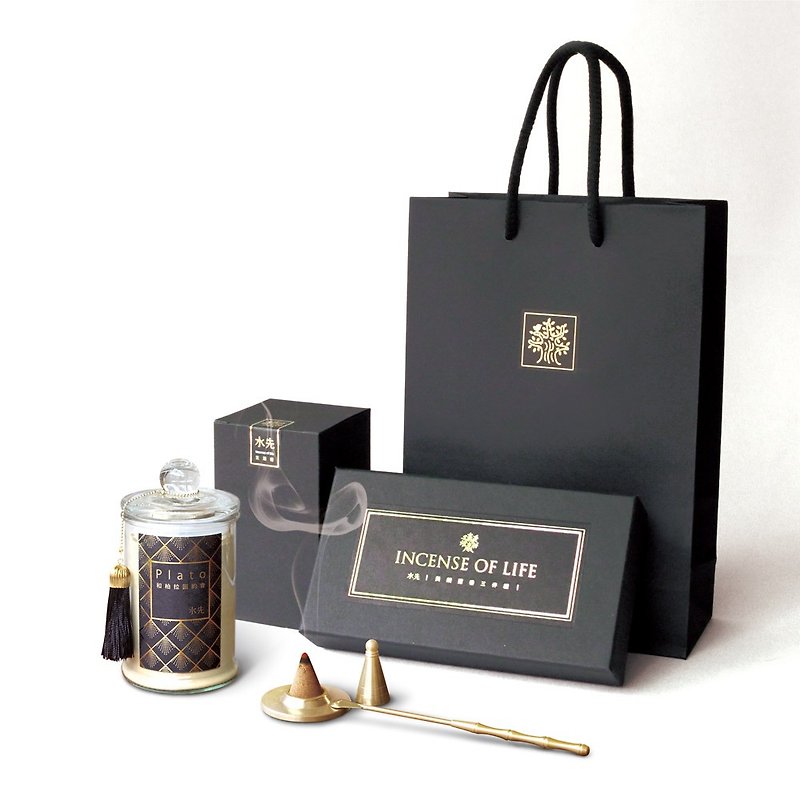 Incense of Life set : Incense powder ( dating with Plato ) & Brass Tray - Fragrances - Plants & Flowers Black