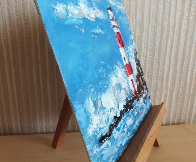 Lighthouse Original Painting Original Art Oil Texture Paste Abandoned  Lighthouses Painting Wall Art Impasto Art Ukrainian Shop 