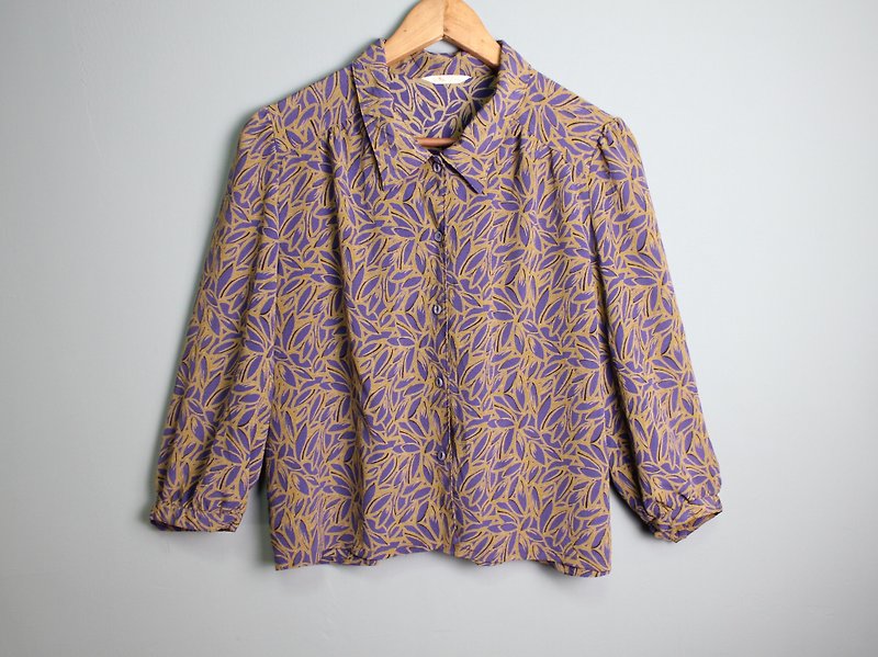 FOAK古著 昭和末紫黃草葉集襯衫 - 恤衫 - 其他材質 