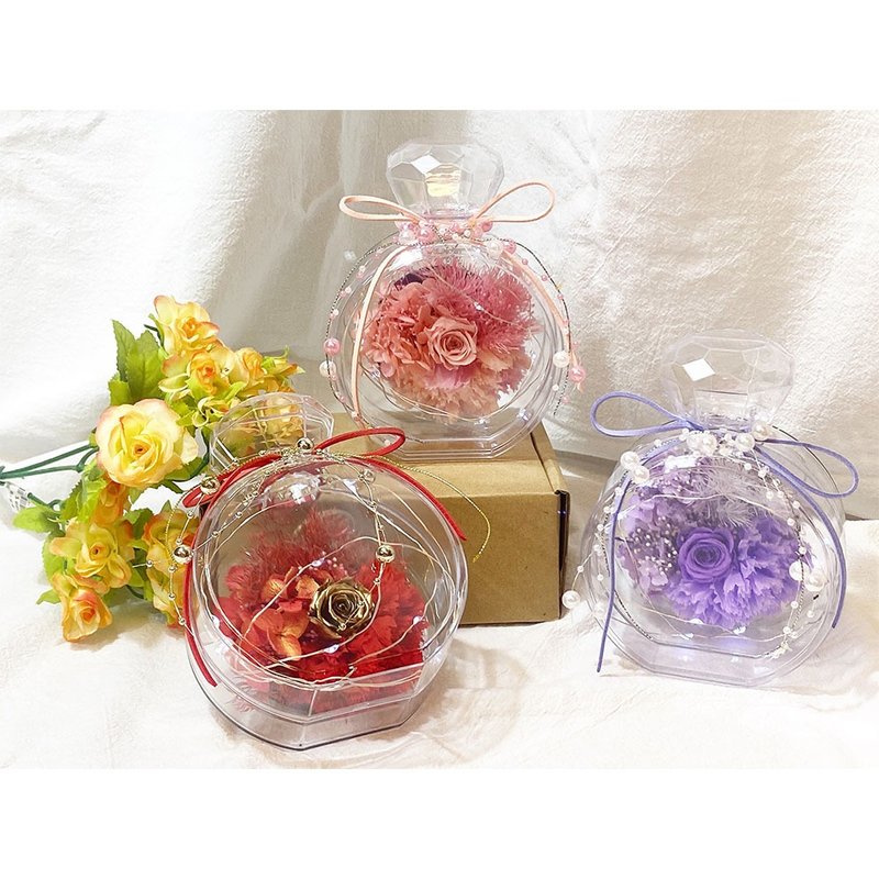 鑽石永生花香水瓶盒花禮 - 乾燥花/永生花 - 壓克力 