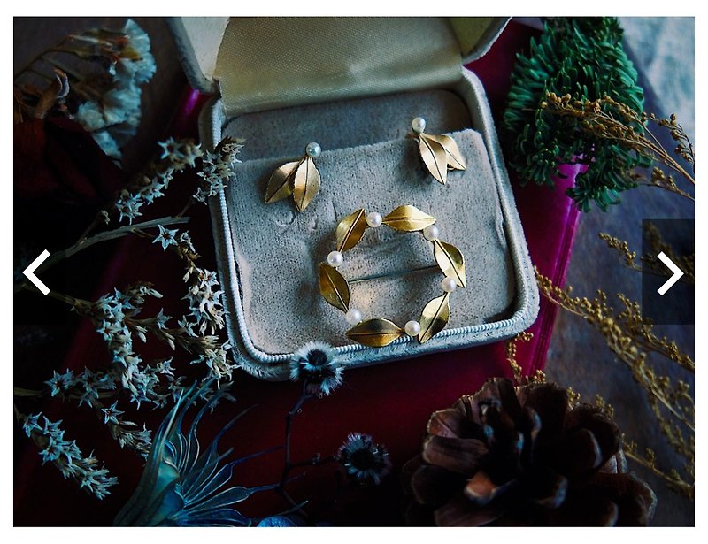 Krementz Pearl Gold Leaf Earrings/Brooch・American Antique Jewelry Vintage Jewelry - Earrings & Clip-ons - Other Metals 