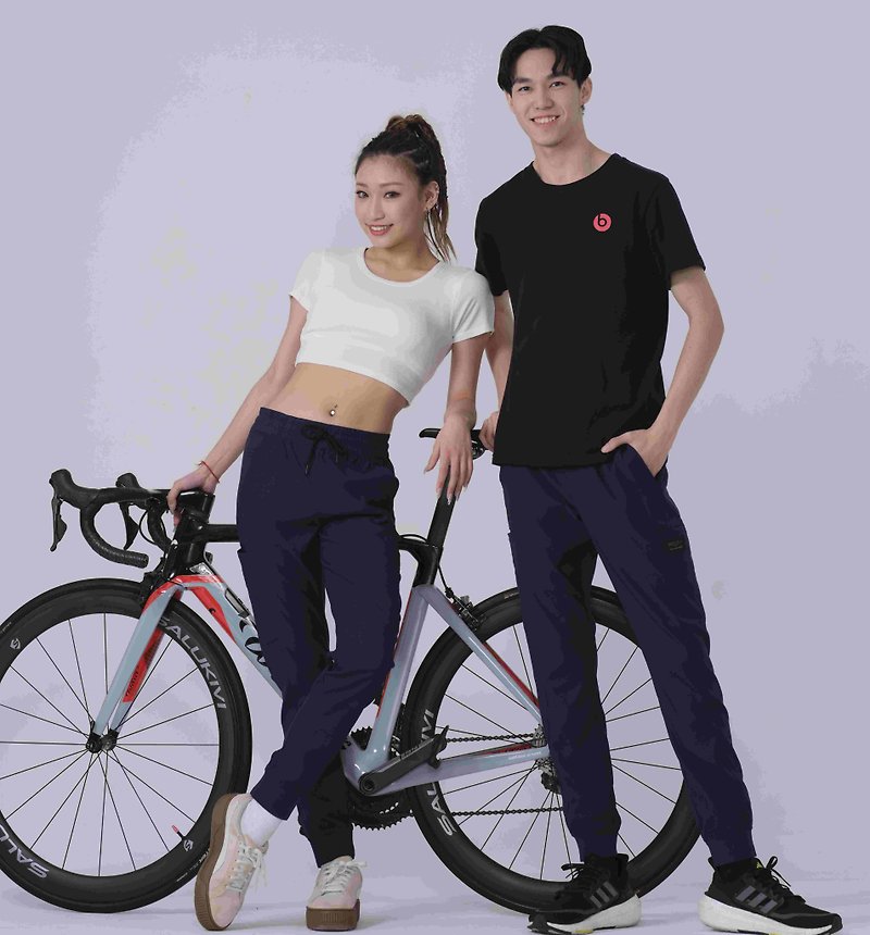 AM005 AMSTERDAM Multi-Functional Sporty Casual Pants– NAVY Blue - Unisex Pants - Other Man-Made Fibers Blue