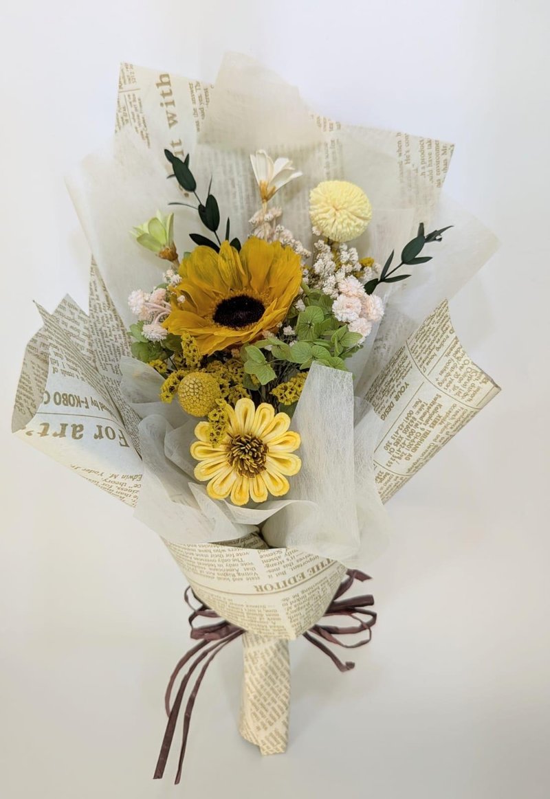 畢業季主題花卉 畢業花束/永生向日葵小清新花束 - 乾燥花/永生花 - 植物．花 