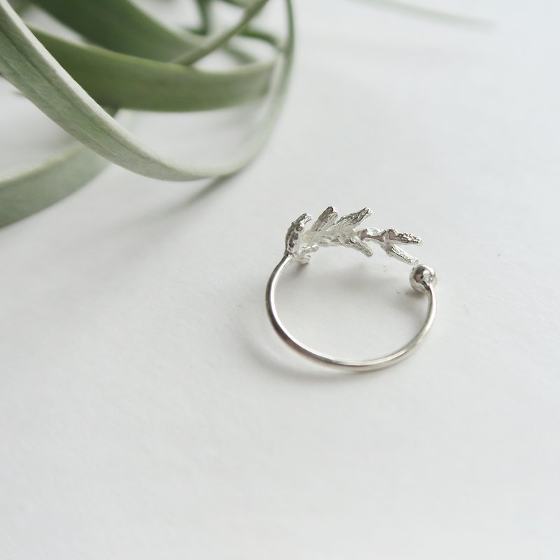 Forest style 925 sterling silver lavender open ring - แหวนทั่วไป - เงินแท้ สีเงิน