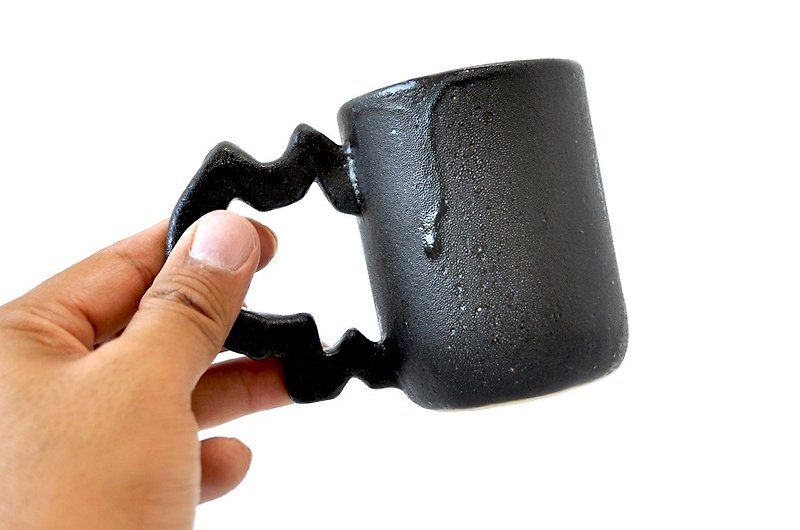 ネコマグ 柚子肌釉 - 咖啡杯 - 陶 黑色