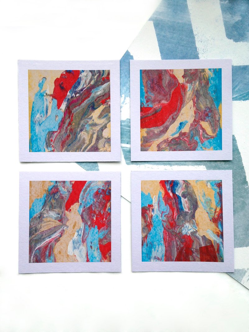 Abstract painting. Set of 4 little abstract paintings. Abstract landscape. - Posters - Paper Blue