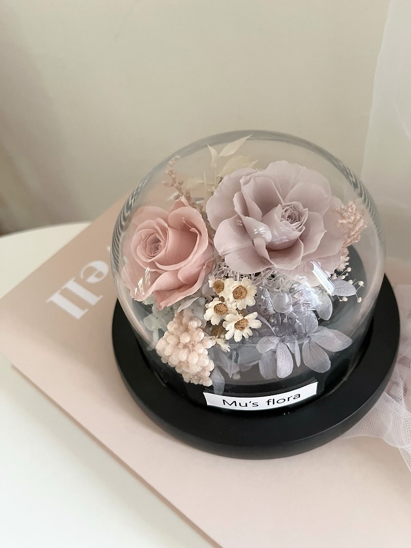 Glass Cup Cover Mini Rose Glass Flower Cup Opening House Opening Change of Job Birthday Valentine's Day Best Friend - Dried Flowers & Bouquets - Plants & Flowers 