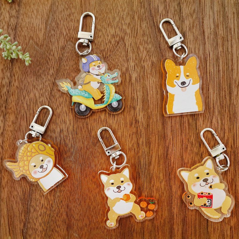 Shiba Shiba Inu cat-shaped Acrylic pendant (9 styles) - พวงกุญแจ - อะคริลิค สีแดง