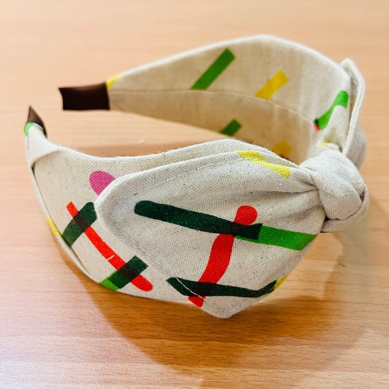 MOYA 寬版手工髮箍 交差點 - 髮夾/髮圈 - 棉．麻 藍色