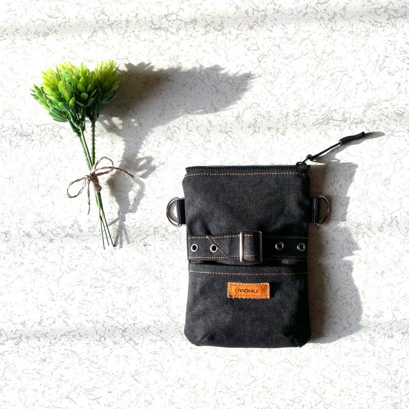 Smartphone belt pouch・black - กระเป๋าเครื่องสำอาง - ผ้าฝ้าย/ผ้าลินิน สีดำ