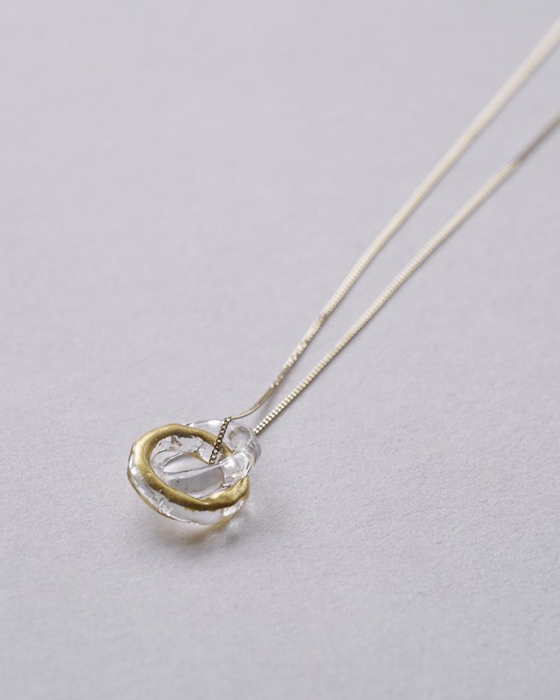 Hario Handmade Glass Necklace - 10K Gold Foil Series Eternity (HAA-ETH-001N-K10) - สร้อยติดคอ - แก้ว สีใส