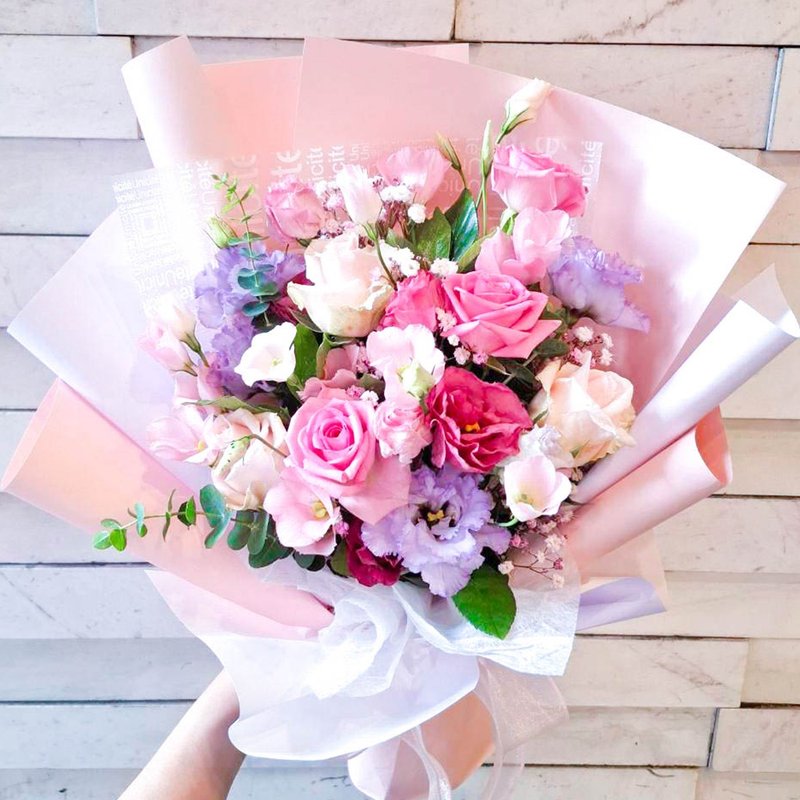 彩糖鮮花花束 | 畢業 生日 送禮首選 | 台北可自取 - 乾燥花/永生花 - 植物．花 粉紅色