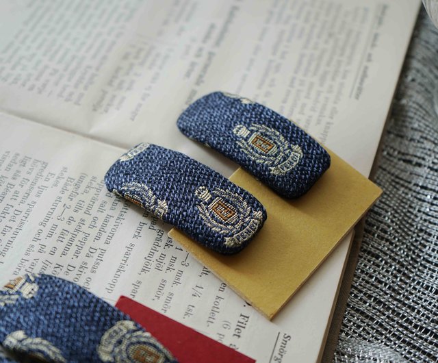 アンティークタイヘアピン - フェンディ - デニムブルー- 2個セット