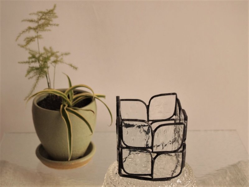 木の葉　水滴　　　キャンドルホルダー - 香氛蠟燭/燭台 - 玻璃 透明