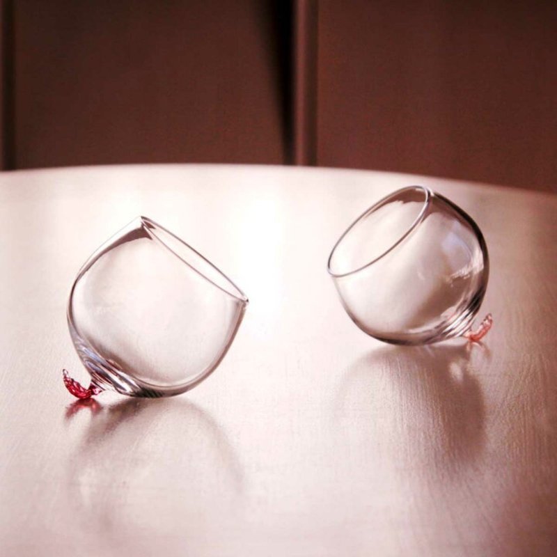 Japanese red glass leaf tumbler - Bar Glasses & Drinkware - Glass Transparent