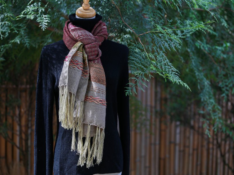 Handwoven Scarf / Gift from the Earth / Lac Beetle - Knit Scarves & Wraps - Wool Multicolor