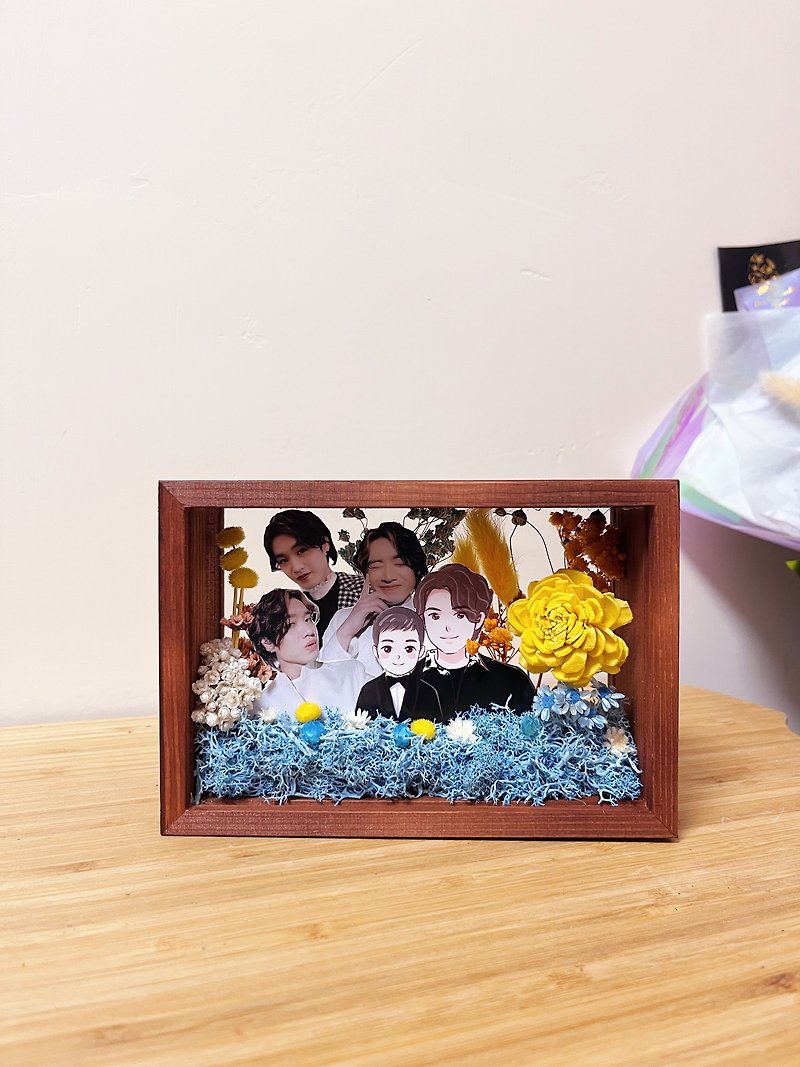 Customized Korean style dried flower photo frame - Liu Yingting (Jer) - Items for Display - Plants & Flowers Blue