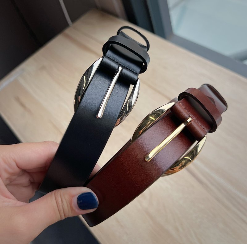 3cm vegetable tanned leather handmade belt - Belts - Genuine Leather 