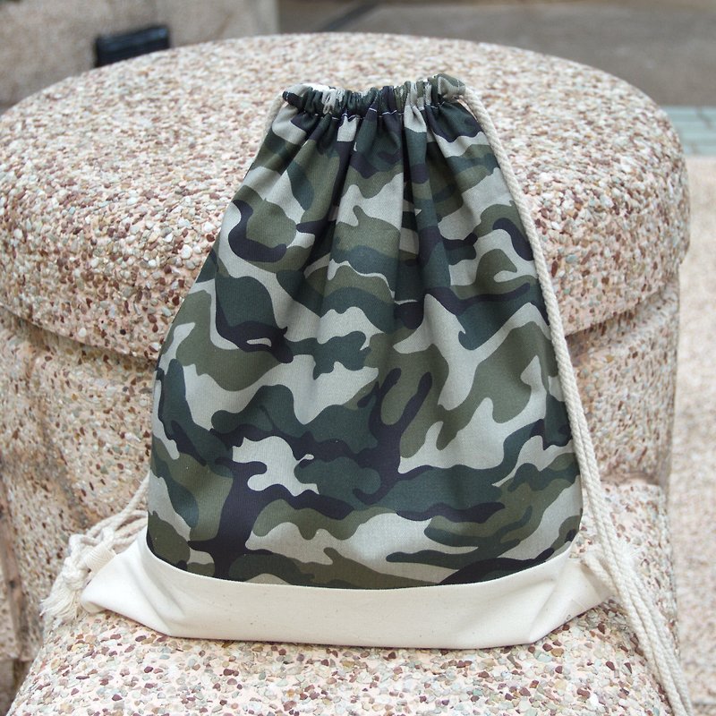Silverbreeze ~ ~ after the beam port backpack camouflage patterns (B30) (Last one) - กระเป๋าหูรูด - ผ้าฝ้าย/ผ้าลินิน หลากหลายสี