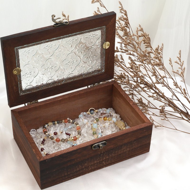 Begonia Flower Glass Vintage Jewelry Box | Gift Wedding Gift Christmas Gift - กล่องเก็บของ - แก้ว สีนำ้ตาล