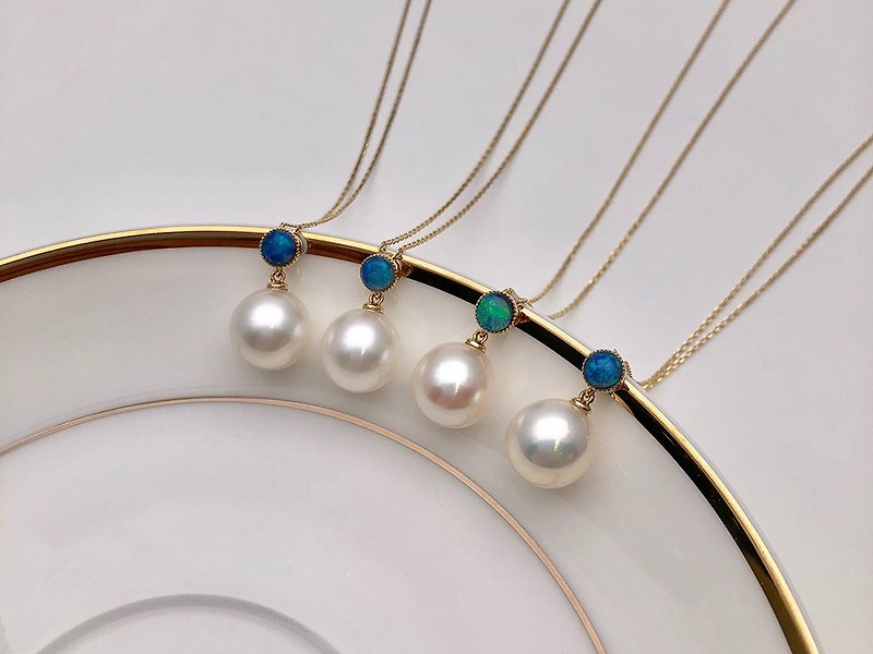 18k opal pearl necklace - สร้อยคอ - ไข่มุก 