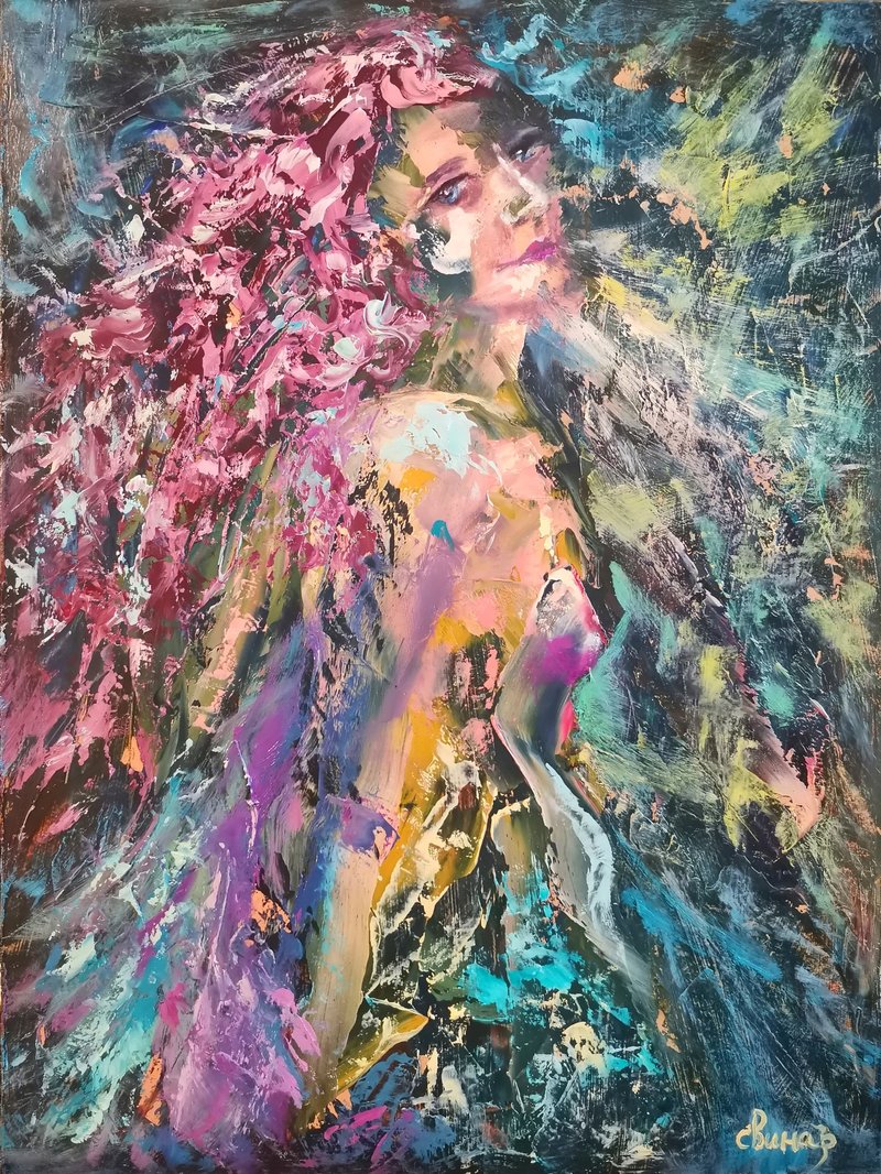 Nude Dream-art Abstract Angel Girl Art Original Oil Painting Artist Svinar Oksan - 其他 - 其他材質 多色