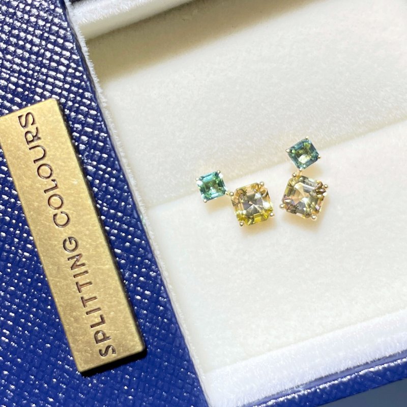 The Fusion - 天然黃及綠碧璽(1.69ct) 18k黃金耳環 - 耳環/耳夾/耳骨夾 - 貴金屬 