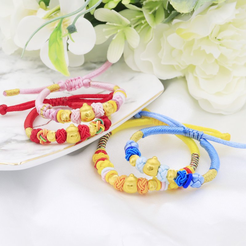 Kimura’s original full-month gift/mini bottle full-moon bracelet/first-year gift/newborn gift - ของขวัญวันครบรอบ - ทอง 24 เค สีแดง