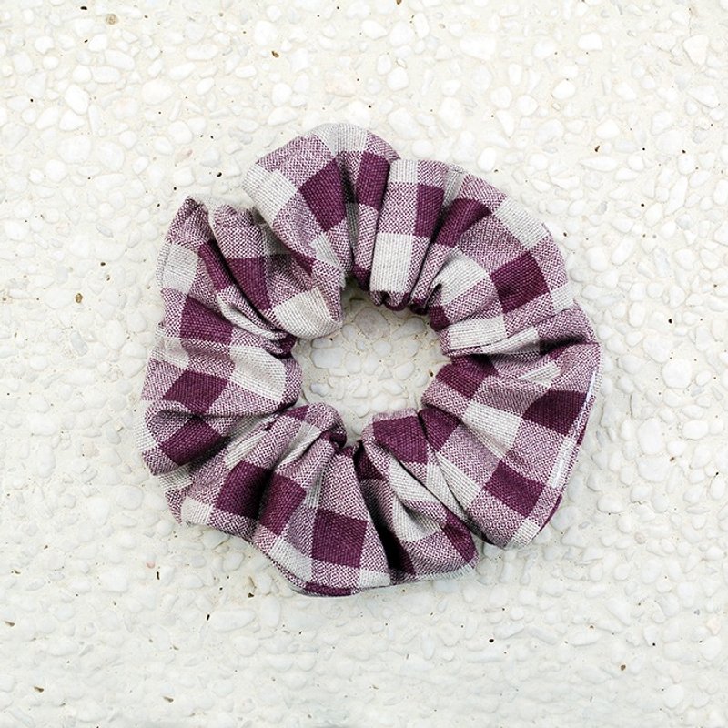 Lattice tress purple / intestine ring hair ring donuts - เครื่องประดับผม - ผ้าฝ้าย/ผ้าลินิน สีม่วง