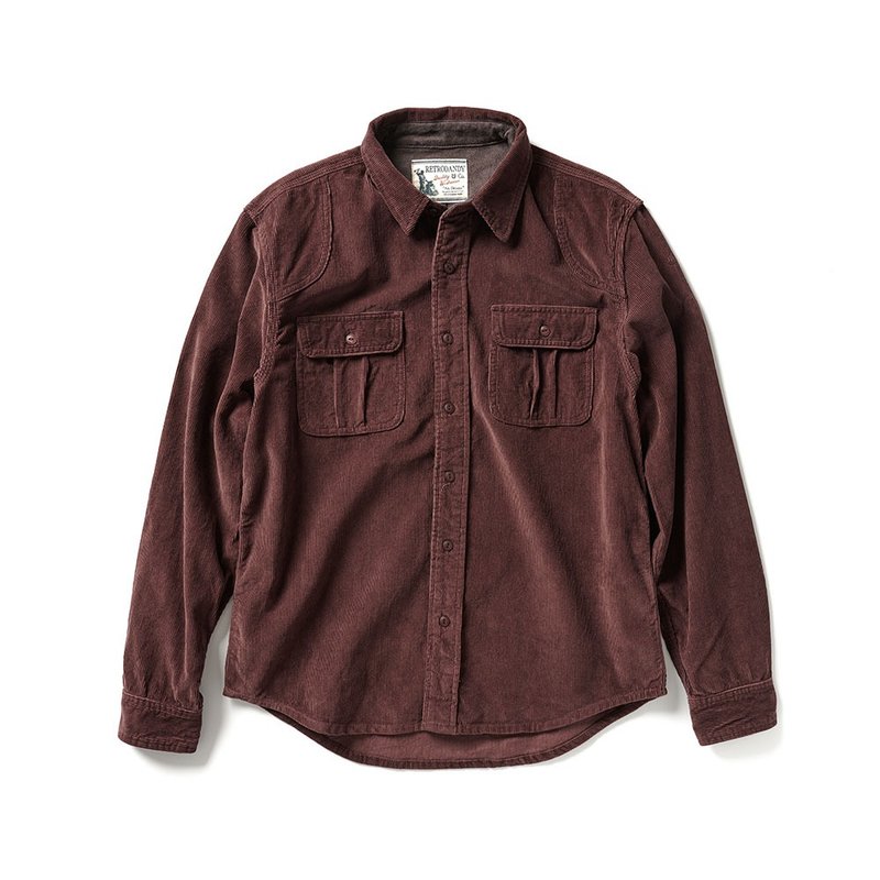Corduroy Work Shirt - 豬肝色 Marsala - 男襯衫/休閒襯衫 - 棉．麻 