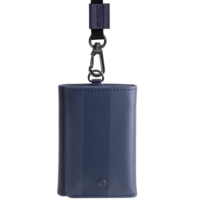 Authentic 系列牛皮4卡三折式短夾-午夜藍(附織帶) - 錢包/皮夾/長短夾 - 真皮 藍色