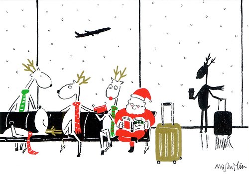 miju 米豬 聖誕卡-米豬2022聖誕老人與麋鹿日常明信卡3號: 聖誕機場