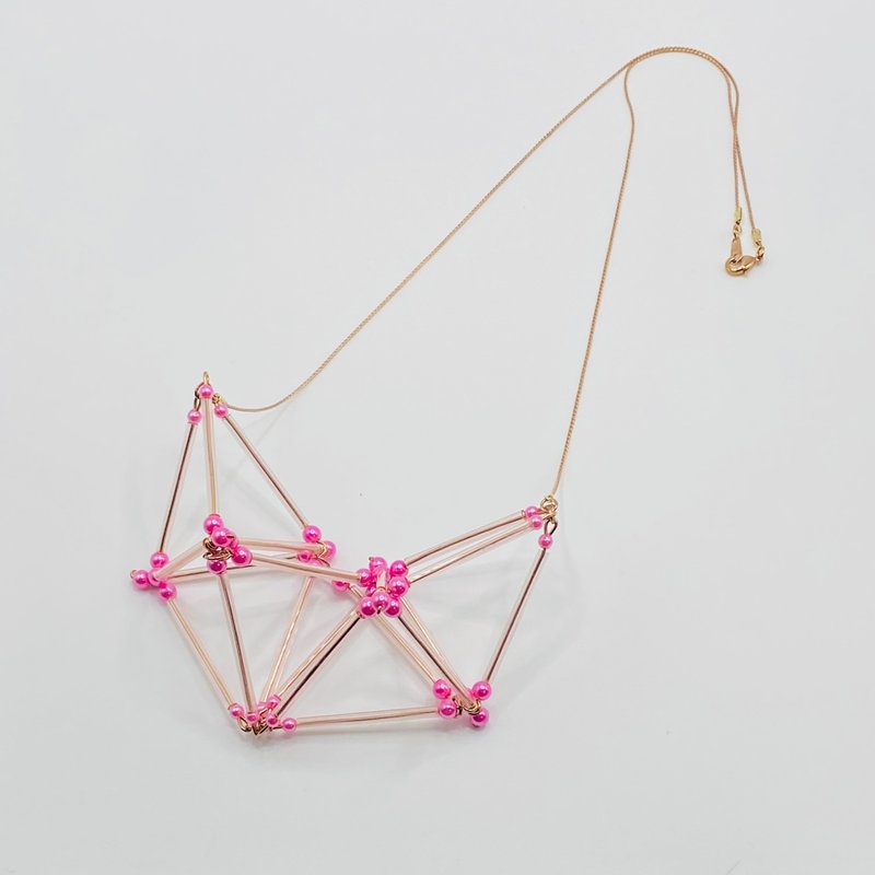 3D Heart NECKLACE【Pink】 - 項鍊 - 玻璃 粉紅色