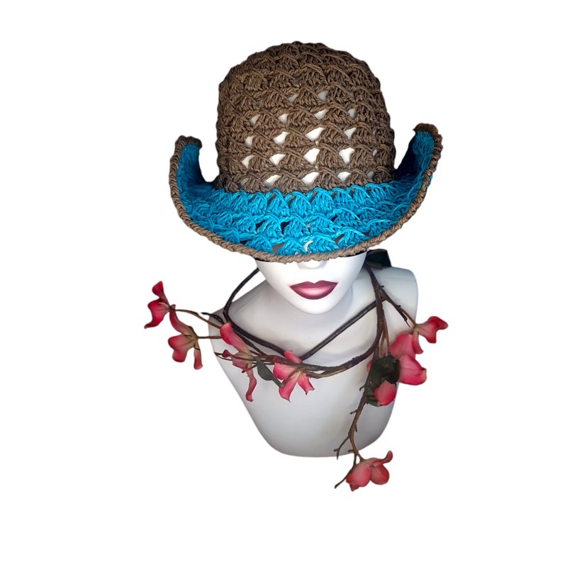 Hand-crocheted straw hat - Hats & Caps - Eco-Friendly Materials Multicolor