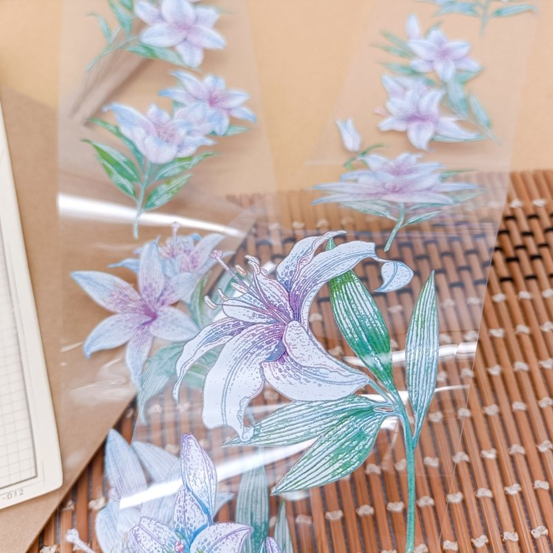 NO.08 / 白群百合Tiffany Blue Lily / 裝飾膠帶 Masking Tape - 紙膠帶/和紙/PET - 塑膠 多色