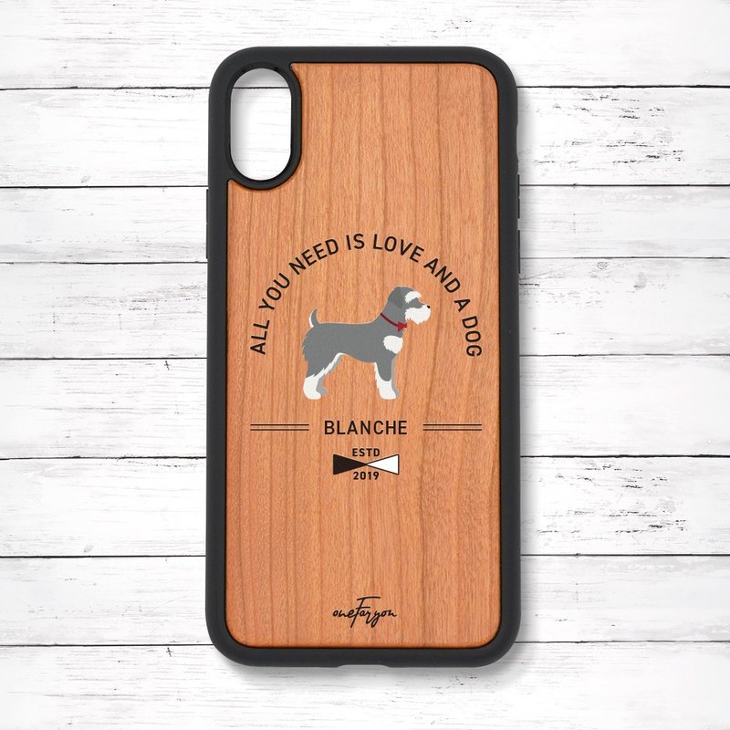 【名入れ】ミニチュアシュナウザー(Basic) 衝撃吸収タイプ 木製iPhoneケース - スマホケース・カバー - 木製 ブラウン