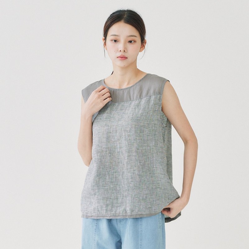 【Simply Yours】爽やか千鳥格子ベスト グレーのコーヒーF - ベスト - コットン・麻 カーキ