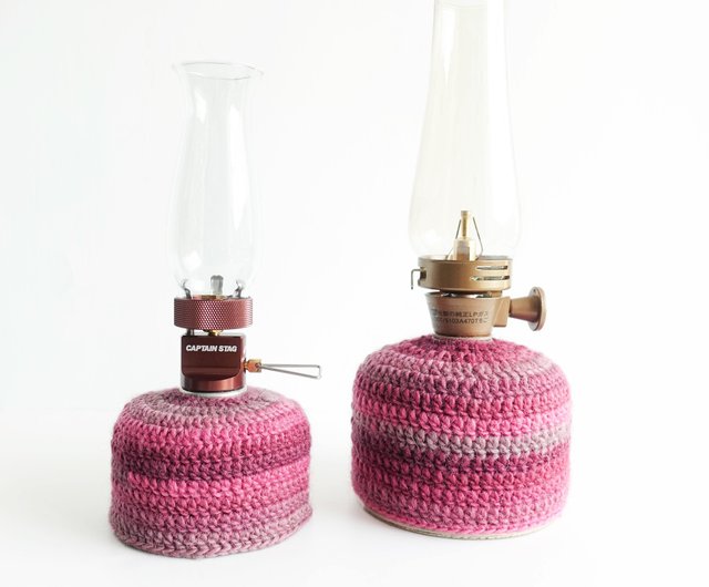 Crochet Camping Gas Canister Cover Warmer size 110 230 Magenta