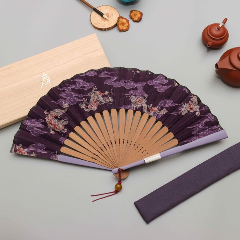京都飛龍系列扇子(紫) - 扇子 - 棉．麻 