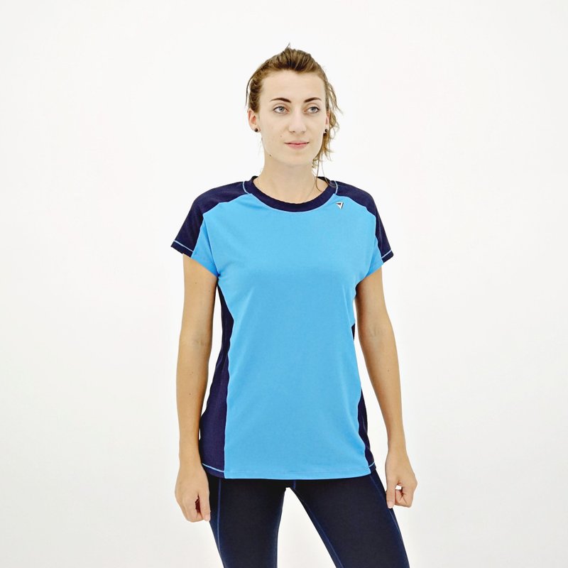 EGRET light-life color matching cool sports top - เสื้อยืดผู้หญิง - เส้นใยสังเคราะห์ สีน้ำเงิน