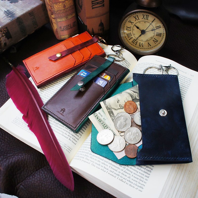 Owen Owen Portable Wallet Key Ring - A Total of 3 Color Gifts - Wallets - Genuine Leather Multicolor